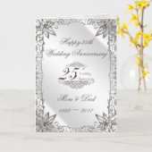 Flourish Silver 25th Trouwdag Kaart (Gele Bloem)