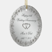Flourish Silver 25th Wedding Jubileum Ceramic O Keramisch Ornament (Rechts)