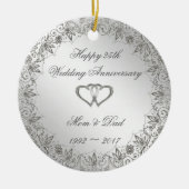 Flourish Silver 25th Wedding Jubileum Ceramic O Keramisch Ornament (Voorkant)
