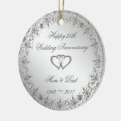 Flourish Silver 25th Wedding Jubileum Ceramic O Keramisch Ornament (Links)