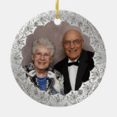 Flourish Silver 25th Wedding Jubileum Ceramic O Keramisch Ornament (Achterkant)