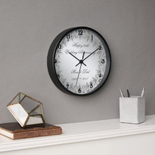 Flourish Silver 25th Wedding Jubileum Clock