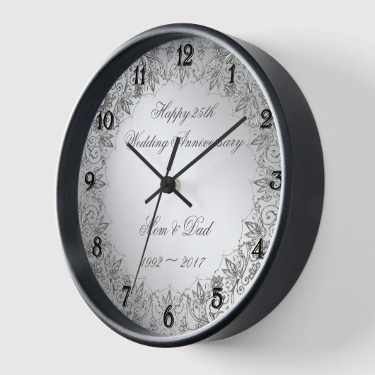 Flourish Silver 25th Wedding Jubileum Clock (Hoek)