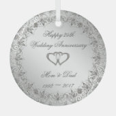 Flourish Silver 25th Wedding Jubileum  Glas Ornament (Voorkant)