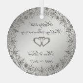 Flourish Silver 25th Wedding Jubileum  Glas Ornament (Achterkant)