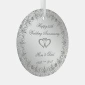 Flourish Silver 25th Wedding Jubileum  Glas Ornament (Voorkant Rechts)