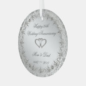 Flourish Silver 25th Wedding Jubileum  Glas Ornament (Voorkant links)