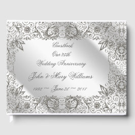 Flourish Silver 25th Wedding Jubileum Guestbook Gastenboek