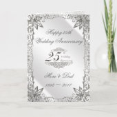 Flourish Silver 25th Wedding Jubileum Kaart (Voorkant)