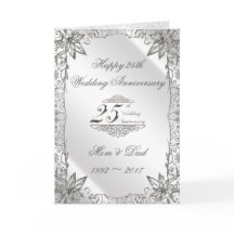 Flourish Silver 25th Wedding Jubileum Kaart