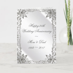 Flourish Silver 25th Wedding Jubileum Kaart
