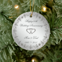 Flourish Silver 25th Wedding Jubileum Keramisch Ornament