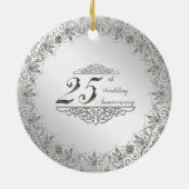 Flourish Silver 25th Wedding Jubileum Keramisch Ornament (Achterkant)