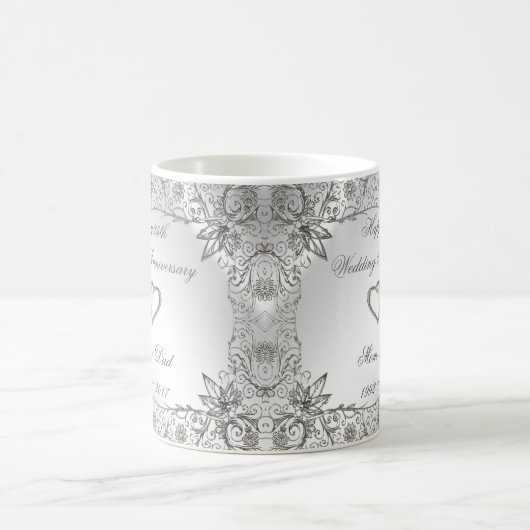 Flourish Silver 25th Wedding Jubileum Koffiemok (Center)