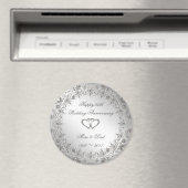 Flourish Silver 25th Wedding Jubileum Magneet (Insitu (Vaatwasser))