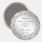 Flourish Silver 25th Wedding Jubileum Magneet (Voorkant / Achterkant)
