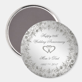 Flourish Silver 25th Wedding Jubileum Magneet