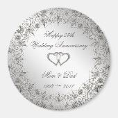 Flourish Silver 25th Wedding Jubileum Magneet (Voorkant)