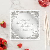 Flourish Silver 25th Wedding Jubileum Napkins Servetten (Insitu)