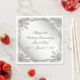 Flourish Silver 25th Wedding Jubileum Napkins Servetten