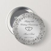 Flourish Silver 25th Wedding Jubileum  Ronde Button 7,6 Cm (Voorkant /achterkant)