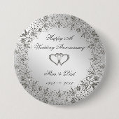 Flourish Silver 25th Wedding Jubileum  Ronde Button 7,6 Cm (Voorkant)