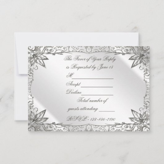 Flourish Silver 25th Wedding Jubileum RSVP (Achterkant)
