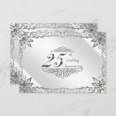 Flourish Silver 25th Wedding Jubileum RSVP (Voorkant / Achterkant)