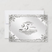 Flourish Silver 25th Wedding Jubileum RSVP Kaartje (Voorkant)