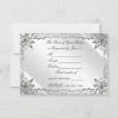 Flourish Silver 25th Wedding Jubileum RSVP Kaartje (Achterkant)
