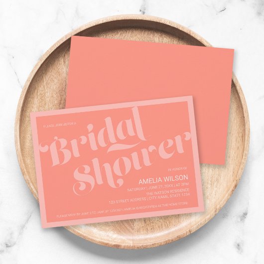 Flourish Typography Coral Salmon Vrijgezellenfeest Kaart