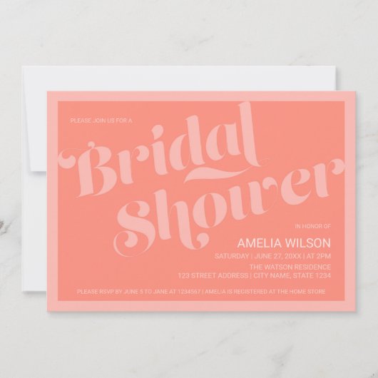 Flourish Typography Coral Salmon Vrijgezellenfeest Kaart (Voorkant)