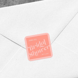 Flourish Typography Coral Salmon Vrijgezellenfeest Vierkante Sticker
