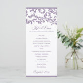 Flourish Wedding Program | Lavendel Paarse Programmakaart (Staand voorkant)