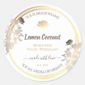 Flourish White en Gold Product Verpakkingslabels Ronde Sticker (Voorkant)