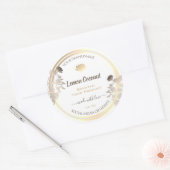 Flourish White en Gold Product Verpakkingslabels Ronde Sticker (Envelop)
