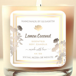 Flourish White en Gold Product Verpakkingslabels Vierkante Sticker