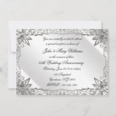 Flourish Zilveren 25e Trouwdag Uitnodiging (Achterkant)
