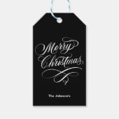 "Flourned Calligraphy Merry KerstBlack Cadeaulabel (Voorkant)