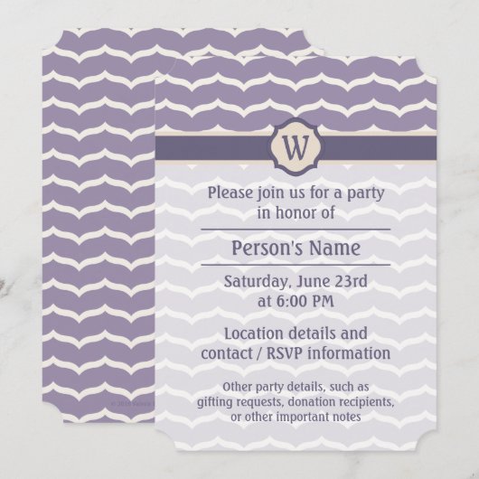 Flourned Zigzag Party Invitation Kaart (Voorkant / Achterkant)