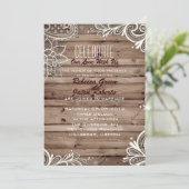 flourse zwendel lace barn - bruiloft kaart (Staand voorkant)