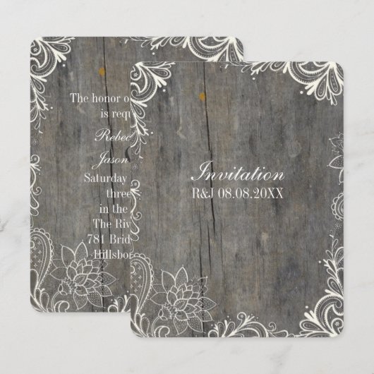 flourse zwendel lace - bruiloft in houten land kaart (Voorkant / Achterkant)