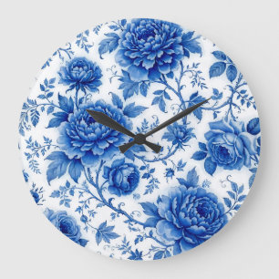 Flow Blauwe Bloemen Rozen Pioenrozen Kobaltblauw W Grote Klok
