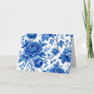 Flow Blauwe Bloemen Rozen Pioenrozen Kobaltblauw W Kaart