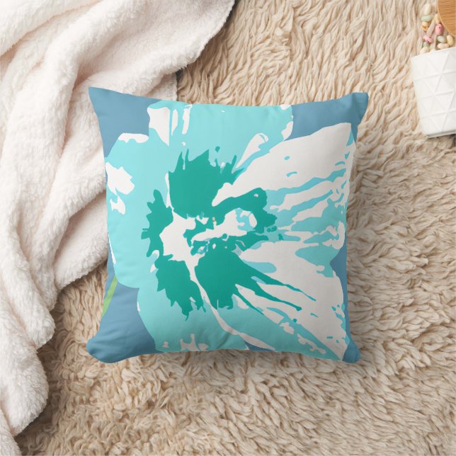 Flow Bloom Aqua Blauwgroen Kussen (Deken)