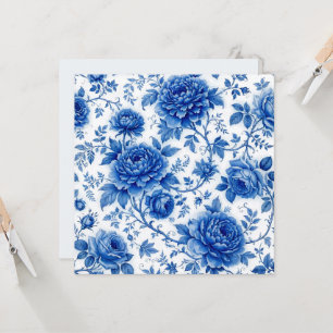 Flow Blue Bloemen Rozen Pioenrozen Kobaltblauw Wit