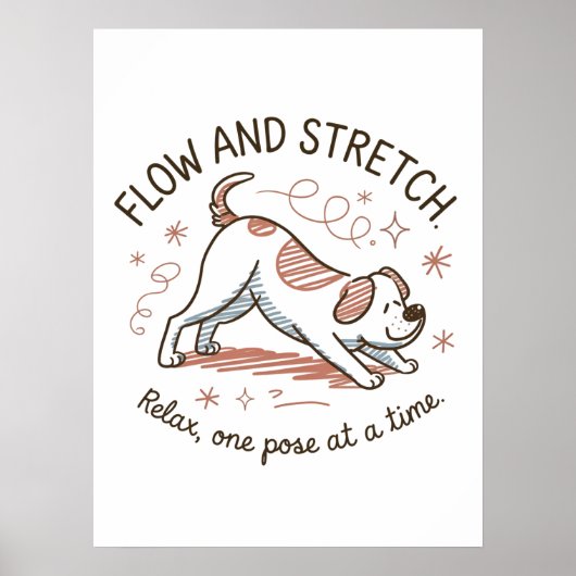 Flow en Stretch - Speelse Yoga Dog Design Poster (Voorkant)