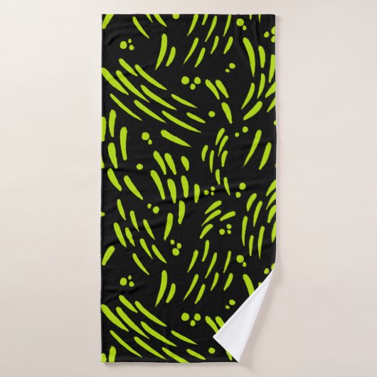 Flow in Lime Groen en Zwart Badhanddoek (Badhanddoek)