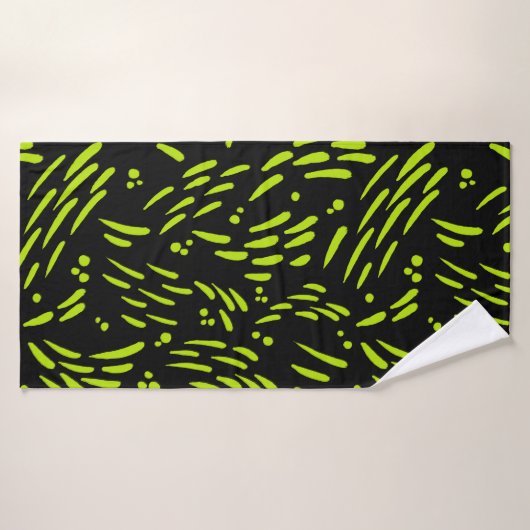 Flow in Lime Groen en Zwart Badhanddoek (Badhanddoek)