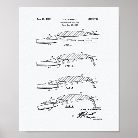 Flow Jet Flap 1957 Patent Art-witboek Poster (Voorkant)